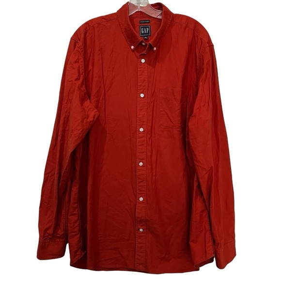 Gap Men’s XL Cornucopia Rust Orange Collared Button Down Flannel Shirt Y10 - Picture 1 of 5